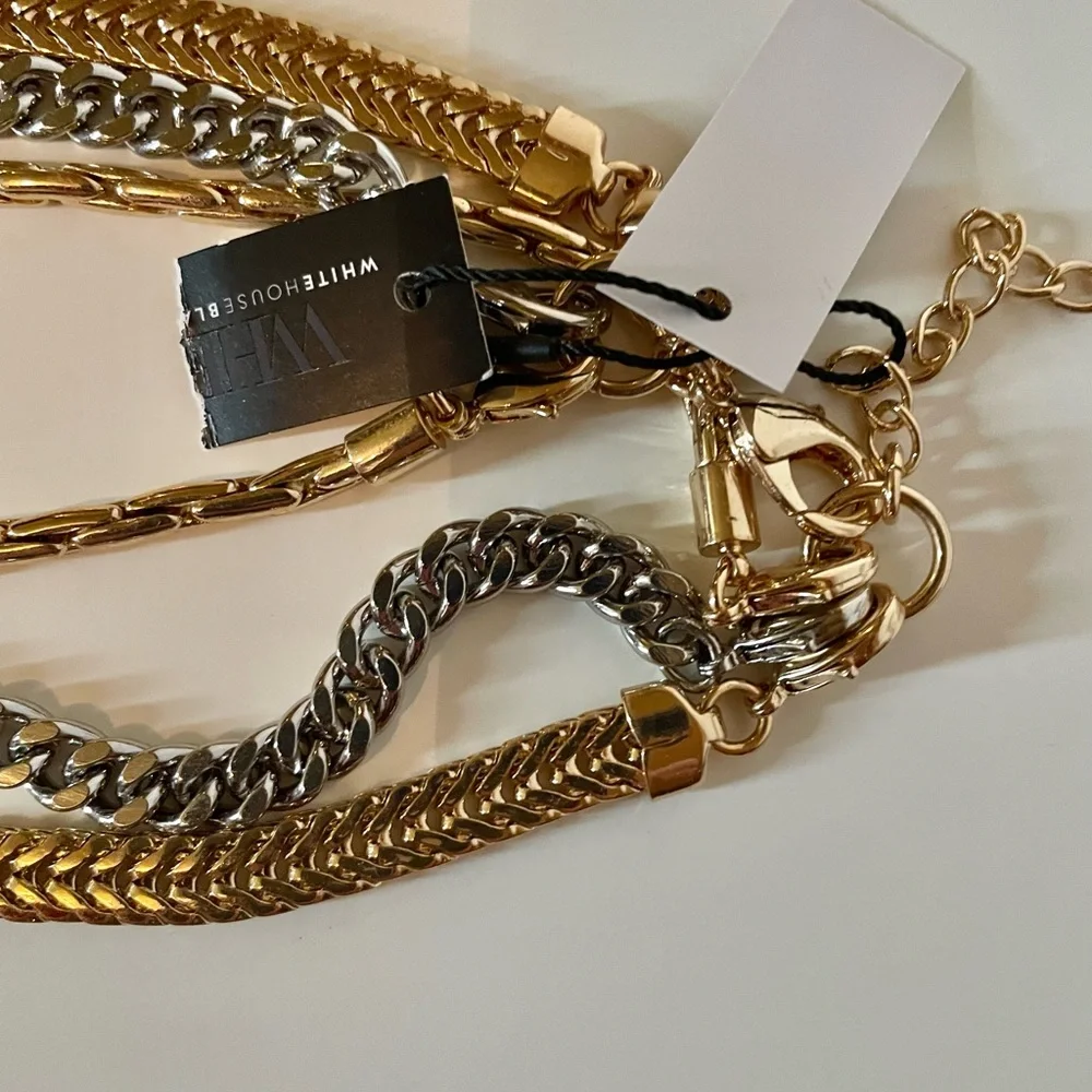 NWT White House Black Market  Elegant Gold and Silver Women's Necklace - Picture 3 of 4